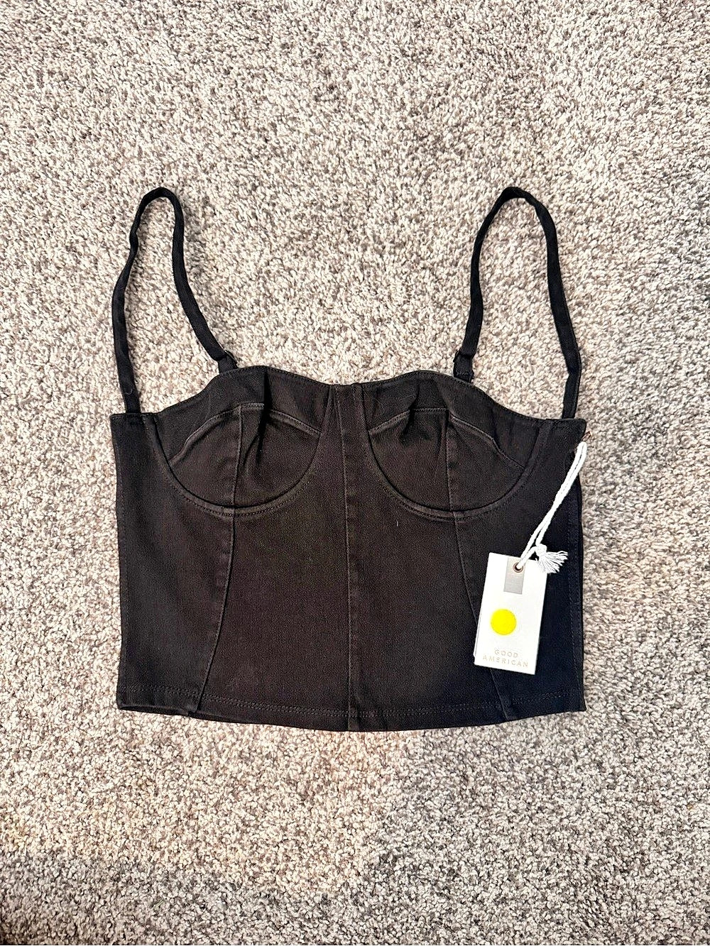 Good American Sculpt Bustier Black Crop Top Size Small NWT